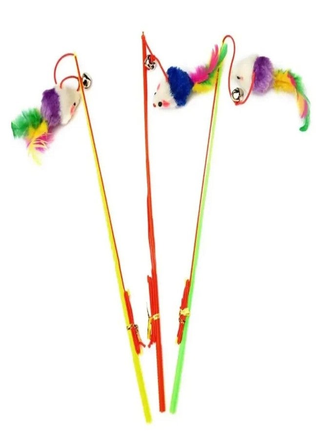 PET FUN Interactive Cat Teasing Stick | Engaging Feather Wand Toy Set for Kitten & Cats, Activity Cat Teaser Mouse Chase Wand Play Stick with Bell for Fun Exercise & Playing for Indoor (Pack of 1) - Image 1